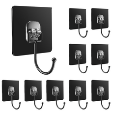 무구멍 무흔 훅 자모단추 벽용 강력 접착력 고하중 지지 욕실 주방용 훅, 10개, 블랙