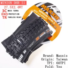 쿠쿠스토어 Maxxis Minion DHR(M327ru) 2/27.5/29인치 산악 자전거 내리막 접이식 타이어 내마모성이 뛰어, 01 접이식, 10 27.5X2.4 WT 3CEXOTR