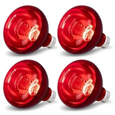 Wesome 조명 4팩 250W 열 램프 전구 닭용 R40 빨간색 램프 브로더 히터용 적외선 난방 반려동물 욕실 음식용 I 백열 전구, 4 Pack