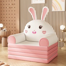 可拆洗可折疊地墊爬行墊，寶寶沙發，兒童床邊防摔墊，卡通小沙發，多功能折疊沙發床, SKU02_款式(諾可小兔-【免洗摺疊款