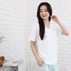 디아미뇽 여성용 통기성 칼리 베이직 기본 브이넥 티셔츠