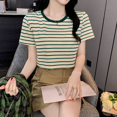 임산부 스트라이프 반팔 수유티셔츠 B288