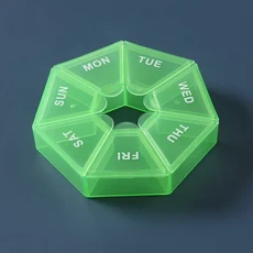 7일 알약 보관 상자 미니 여행 휴대용 의약품 디스펜서 다기능 플라스틱 구획 실러, 06 Grass green, 06 Green