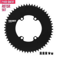 PASS QUEST 110BCD 로터 에어로 크랭크셋용 좁은 와이드 체인링 40T-60T 라운드 블랙 9-12 속도 턱휠, 14 BLACK AERO 56T