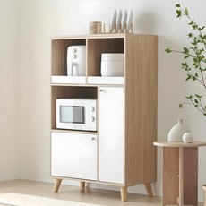 퍼니하우스 루카스 800 주방수납장 부엌 밥솥 에어프라이어 오븐 전자렌지대 밥통 선반, 오크화이트