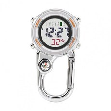 디지털 카라비너 시계 충격 방지 방수 배낭 벨트 클립 시계 야외 나침반 병따개 야광 시계, 주황색, 1