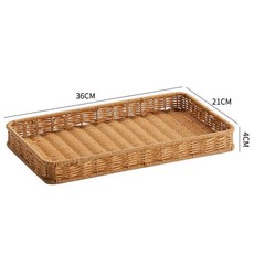 대형 라탄바구니 사각 소쿠리 옷정리 빨래 정리함, 1개, 연밤색 36x21x4CM