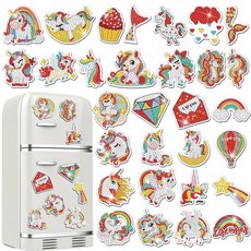 ECLATIS Xuhal 유니콘 큐빅 페인팅 자석 30개 무지개 아트 키트 성인용 귀여운 동물 냉장고 스티커 5D 라인스톤 초보자 DIY 공예 특별한 선물 291315, 30, 레드