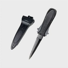 다이버 수중 잠수칼 야외용 커터칼 나이프 형광 파우치, 420 스틸 재질 그레이 손잡이