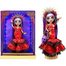 Rainbow High Dia De Los Muertos Maria 27.9cm(11인치) 인형 Calavera 지갑 및 라이트업 디스플레이 포함 172810, Rainbow High Dia De Los Muerto, 1개