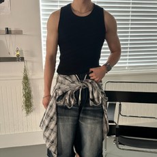 고즈웰컴퍼니 몸매 보정 몸좋아보이는 양양 칠가이 머슬핏 짐웨어 헤비 두꺼운 골지 나시