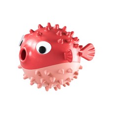 【Aether依鈦】河豚型寵物玩具球 狗狗漏食/磨牙啃咬/互動玩具 內含鈴鐺 三色可選, 紅, 1個