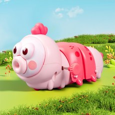 台灣現貨 發條毛毛蟲 伸縮毛蟲 嘟嘴毛毛蟲 學爬學步玩具 搖擺玩具 嬰兒玩具 兒童玩具 毛毛蟲玩具, 珊瑚粉, 1個