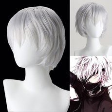 숏 단발머리 파티 코스프레 가발, 1개, 은빛회색