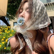 蕾絲三角頭巾女 頭巾腰巾兩用