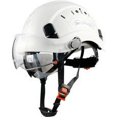 내장형 바이저 ABS 하드햇과 조절식 환기 하드햇이 포함된 세이프빌더 건설 작업 보호 ANSI/ISEA Z89.1, White Hat With Tinted & Clear, 1개, 틴티드 & 클리어 바이저가 있는 화이트 모자