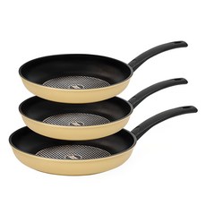 인터쿡 다이아 후라이팬 세트 3개, 옐로우, 후라이팬 28cm + 후라이팬 24cm 2p, 1세트