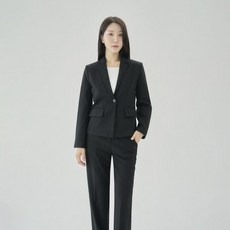 더웨이나인 검정색 여성 정장 세트 여자 수트 셋업 투피스 기본 베이직 유니폼 무지바지SET