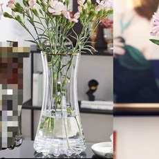 北歐風格 輕奢簡約原色透明玻璃花瓶 客廳餐桌居家擺件, 大號23高加厚 描金透明