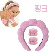 픽앤딜 헤어 세안 손목 밴드 세트, 1개, 스킨핑크