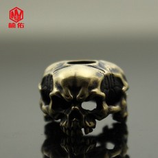파라코드캥핑팔찌 1PC 순수 구리 양면 해골 칼 비즈 Paracord 가방 매는 밧줄 펜던트 레트로 브래스 경감 님이 액세서리, [01] Brass, 1개