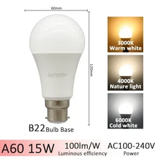 1-20pcs E27 B22 기본 LED 3 색상 조정 전구 AC110V 220V 3CCT(3000K 4000K 6000K) 메모리 기능 색온도 재, 12 15W B22, 02 1pcs, 01 AC100-240V