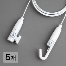 [철물인] 액자걸이 강력거북이 소 5kg용 화이트 - 간편레일 벽면용, 5개, 와이어1미터-화이트