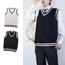 모아샵 학생 니트 조끼 교복 유니품 스웨터 단체복 남성 여성 여성조끼 니트조끼