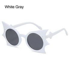 무테 박쥐 모양 선글라스 노벨티 UV 400 차단 다채로운 고스 남녀 할로윈 안경 (색상-White Gray), 1개