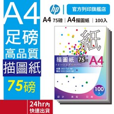 75磅 A4 高品質半透明描圖紙 (100入) - 適用於手繪/噴墨/雷射/大圖輸出, 1個
