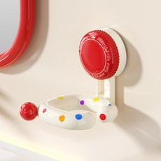 波點吸盤吹風機支架免打孔家用衛生間廁所陽臺吹風機收納, 1個, 紅色(帶貼紙):如圖