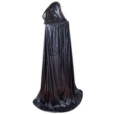 Sanmoury 성인용 할로윈 후드 망토 크리스마스 파티 샤이니 케이프 코스프레 의상 골드.