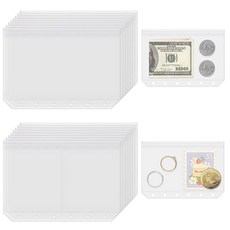 다지노 16팩 지퍼형 바인더 포켓 슬리브 A7 - 프로스팅 지퍼 파우치 세트 포토 카드 주얼리 보관 정리 인서트 리필 현금 절약 페이지 프로텍터 루즈 백 6구, 6-Hole