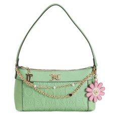 Juicy Couture Pretty Pop Quilted Shoulder Bag Chain Strap Charm Accent Mini Handbag (Retro Green)