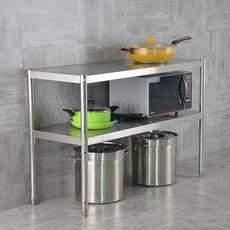 可開發票 廚房置物架 不銹鋼家用 灶臺架子 落地多層 多功能兩層鍋架 收納貨架, 1個, 加厚長60寬30高80兩層可調