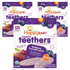 해피베이비 티서스 웨이퍼 48g, 블루베리 & 퍼플 캐롯, 3개