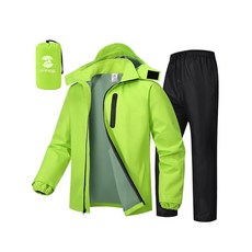 SaphiRose 남성용 방수 레인 수트 2개/세트 골프 오토바이 낚시용 휴대용 기어(그레이 XXL), L, 초록색