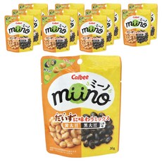 Calbee 卡樂比 miino 品嚐豆子風味綜合包 黃豆 + 黑豆 + 鹽味大豆, 12個, 30g