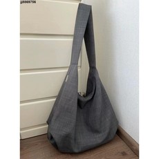 韓版慵懶風大容量帆布單肩包 斜挎包 男生包包 學生上課通勤托特包 文藝休閒月牙包, 灰色,包包