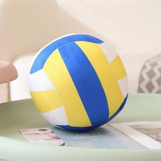 배구 공 쿠션 둥근 인형 장식 소품, 14cm, 노랑파랑