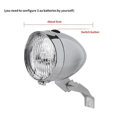 브래킷 헤드 라이트 디자인 클래식 자전거 프론트 야간 트렌디 Abs 플라스틱 쉘 레트로 Led 램프 반사판, [01] Silver, 1개