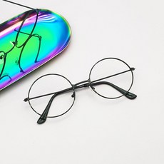 패션 안경테 알없는 심플 얇은 금속 원형 블랙 검정