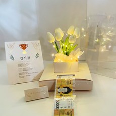 러블리팜 감사장 반전 플라워 박스 튤립, 아이보리 + 튤립, 1개