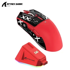 X11 Attack Shark 게이밍 마우스 무선 1K Hz PAW3311 매크로 자기 RGB 도킹 충전기, 02 X11 Red