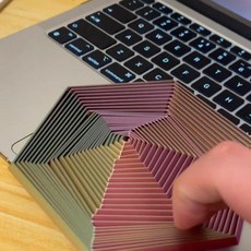 육각형 링 3D 프린트 종이 마법의 3차원 나선형 환상 중독성 선물, 파란색+노란색+보라색+빨간색(대)