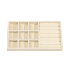 귀걸이 홀더 스택형 벨벳 보석 보관함 디스플레이 쇼케이스 서랍 반지 팔찌, 12 Beige7