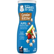 행복하고 건강하게 Gerber 퍼프 곡물 퍼프 스낵 생후 8개월 이상 딸기 사과 맛 42g (1.48oz) 백년회로하세요