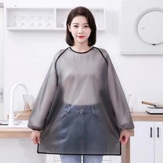 新款TPU罩衣長袖圍裙防水防油廚房家用免洗工作服印logo防水圍裙