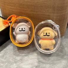 台灣*出貨 10cm娃用痛包PVC透明卡通小狗挂件吧唧公仔展示收纳包晒娃包少女, 1個, /線條/小狗包-高柔芒果黃,空包2個-8.5*6.5*11cm