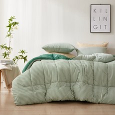 超細纖維水洗雙面寢具組, 被子, Green Leaf